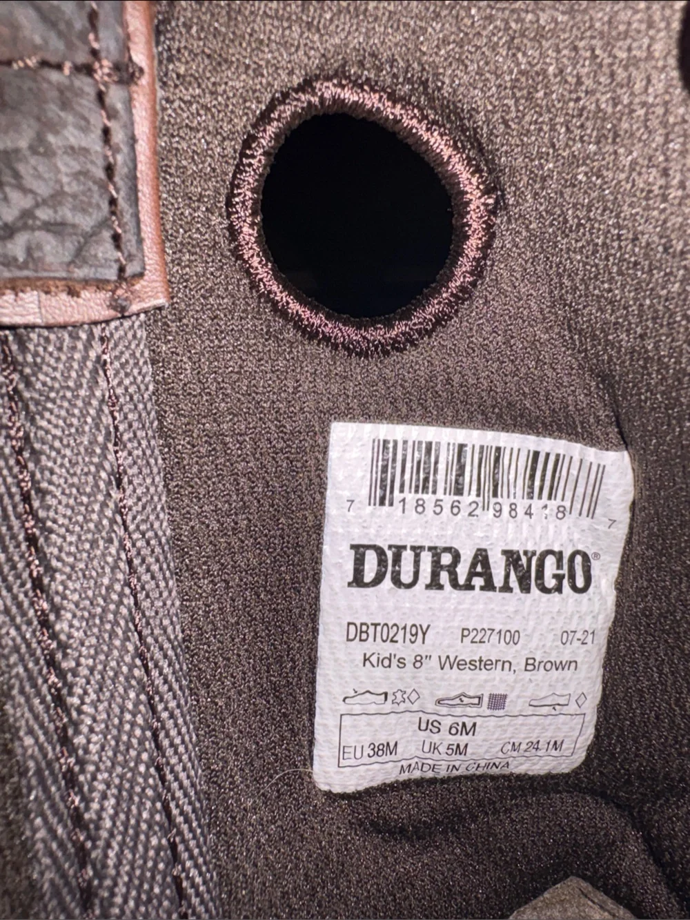 Durango Kids Dark Brown Western Pull-On Boots with Contrast Stitching